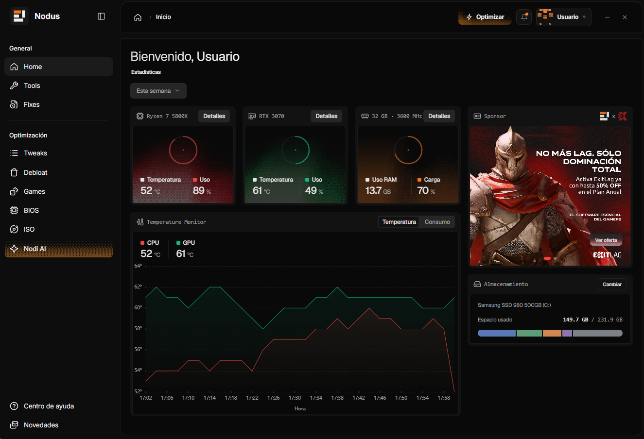 Nodus application interface